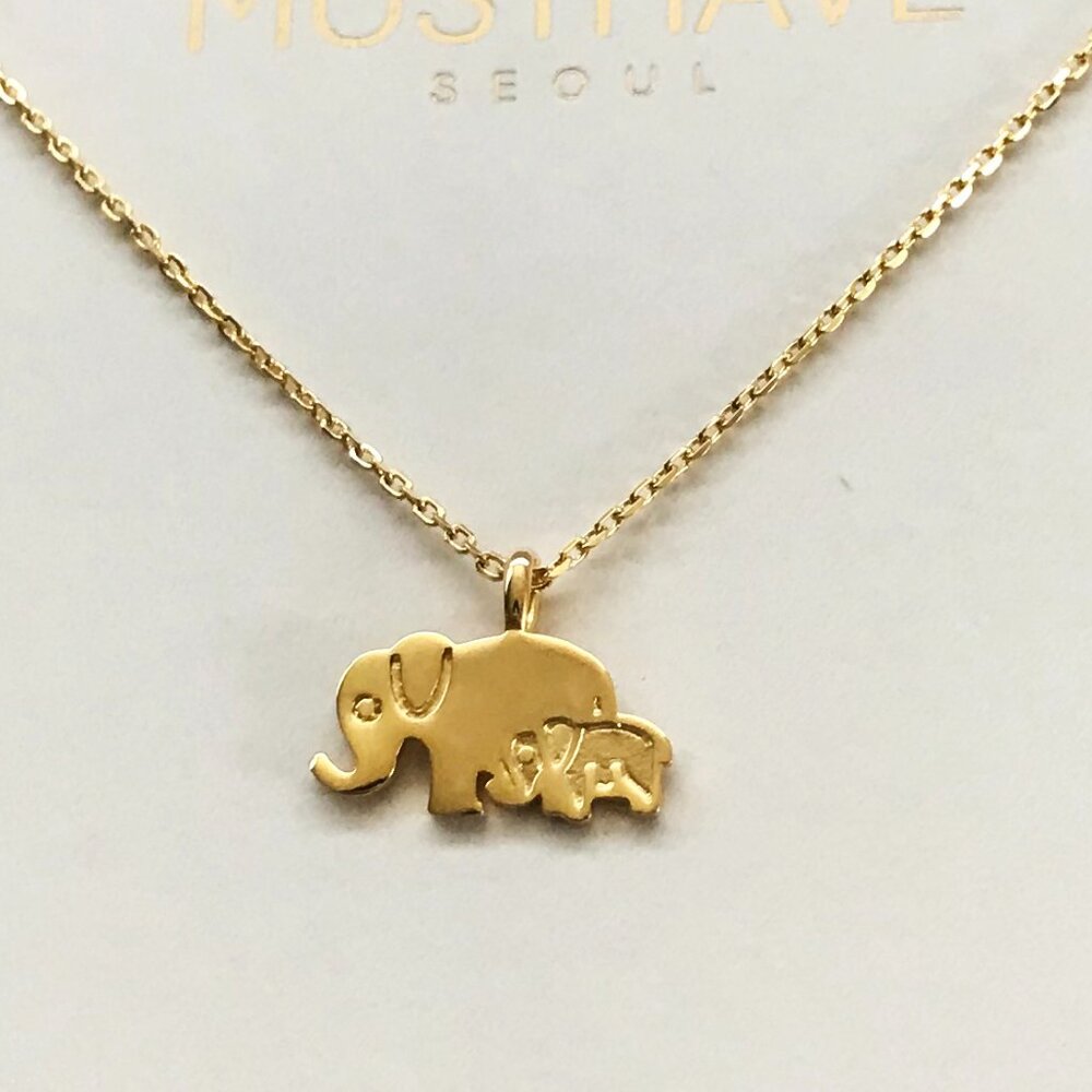 MUSTHAVE Gold Plated Mama Elephant Pendant Short Necklace